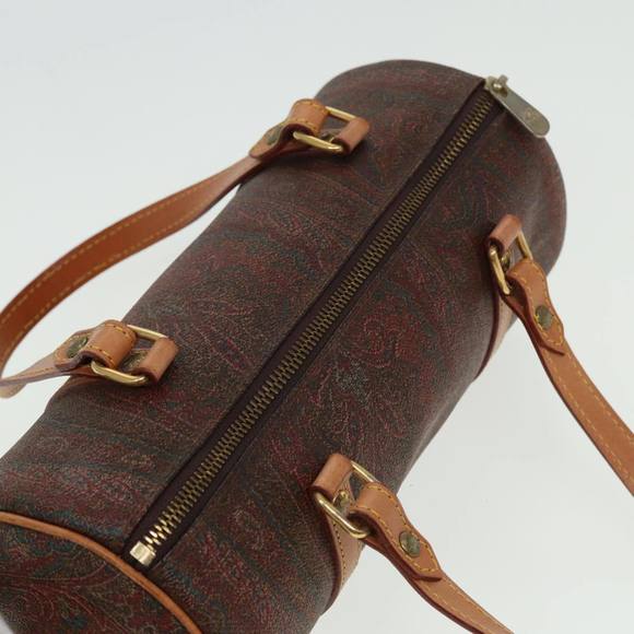 ETRO Paisley Hand Bag PVC Leather Brown Auth yk13636 - Picture 6 of 16